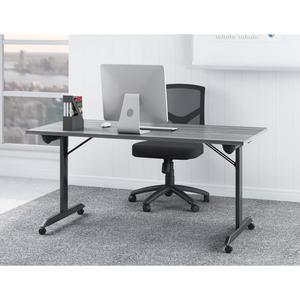 Lorell Mobile Folding Training Table - Rectangle Top - Powder Coated Base - 200 lb Capacity - 63" Table Top Width - 29.50" Height x 63" Width x 29.50" Depth - Assembly Required - Gray - Laminate Top M. Picture 9