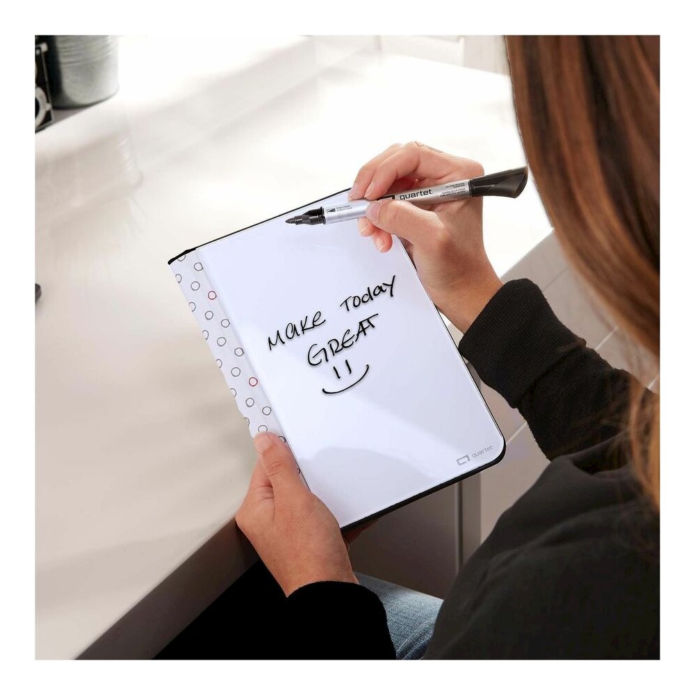 Quartet Portable Glass Dry-Erase Pad - 5" (0.4 ft) Width x 8" (0.7 ft) Height - White Tempered Glass Surface - Black Polyethylene Frame - Desktop - Magnetic - 1 Each. Picture 9