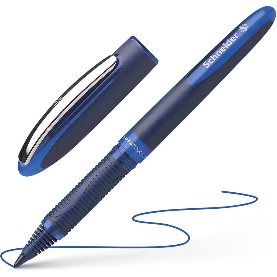 Schneider One Business Rollerball - Blue Ink - Blue, Dark Blue Barrel - 10 / Pack. Picture 2