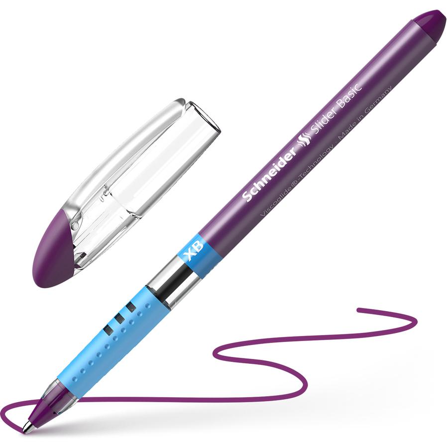 Schneider Slider Basic XB Ballpoint Pen Wallet - Black, Red, Blue, Light Green, Orange, Violet, Pink, Light Blue Ink - Transparent Rubberized, Black, Red, Blue, Light Green, Orange, Violet, Pink, Ligh. Picture 2