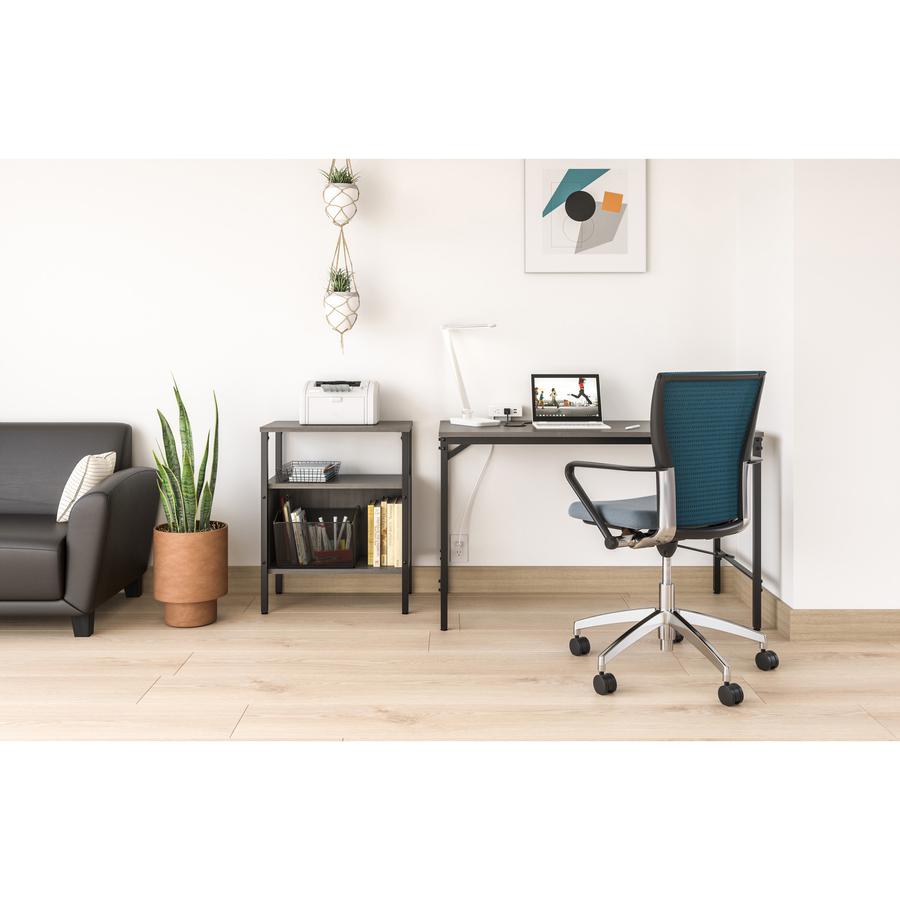 Safco Simple Study Desk - Neowalnut Rectangle, Laminated Top - Black Powder Coat Four Leg Base - 4 Legs x 45.50" Table Top Width x 23.50" Table Top Depth x 0.75" Table Top Thickness - 29.50" Height - . Picture 10