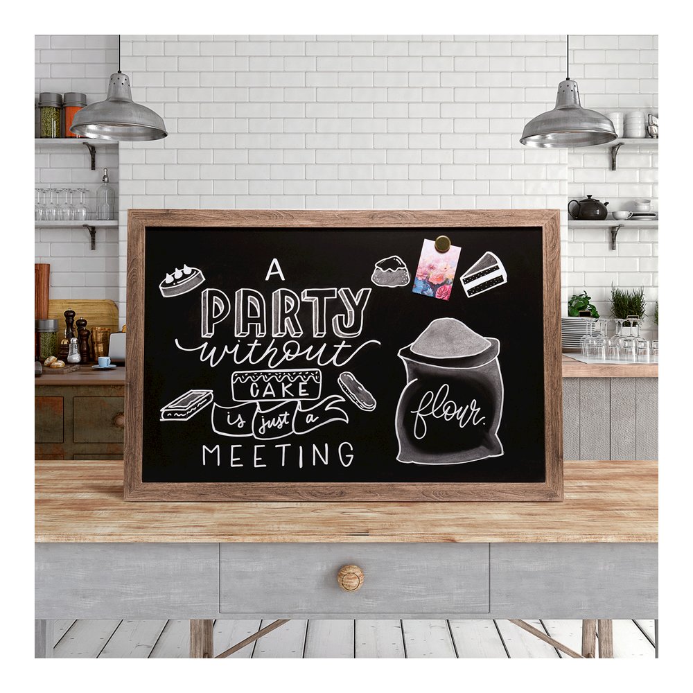 U Brands Magnetic Chalkboard - 36" (3 ft) Width x 24" (2 ft) Height - Decor Rustic Frame - Horizontal/Vertical - 1 Each. Picture 2