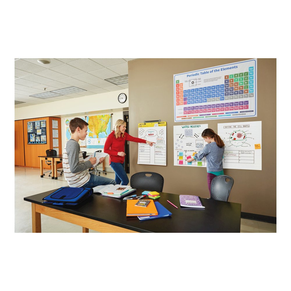 Post-it&reg; Super Sticky Easel Pad - 30 Sheets - Ruled Front Ruling x 25" Width x 30" Length - Self-stick, Resist Bleed-through, Handle, Sturdy Backcard, Universal Slot, Repositionable, Adhesive Back. Picture 3