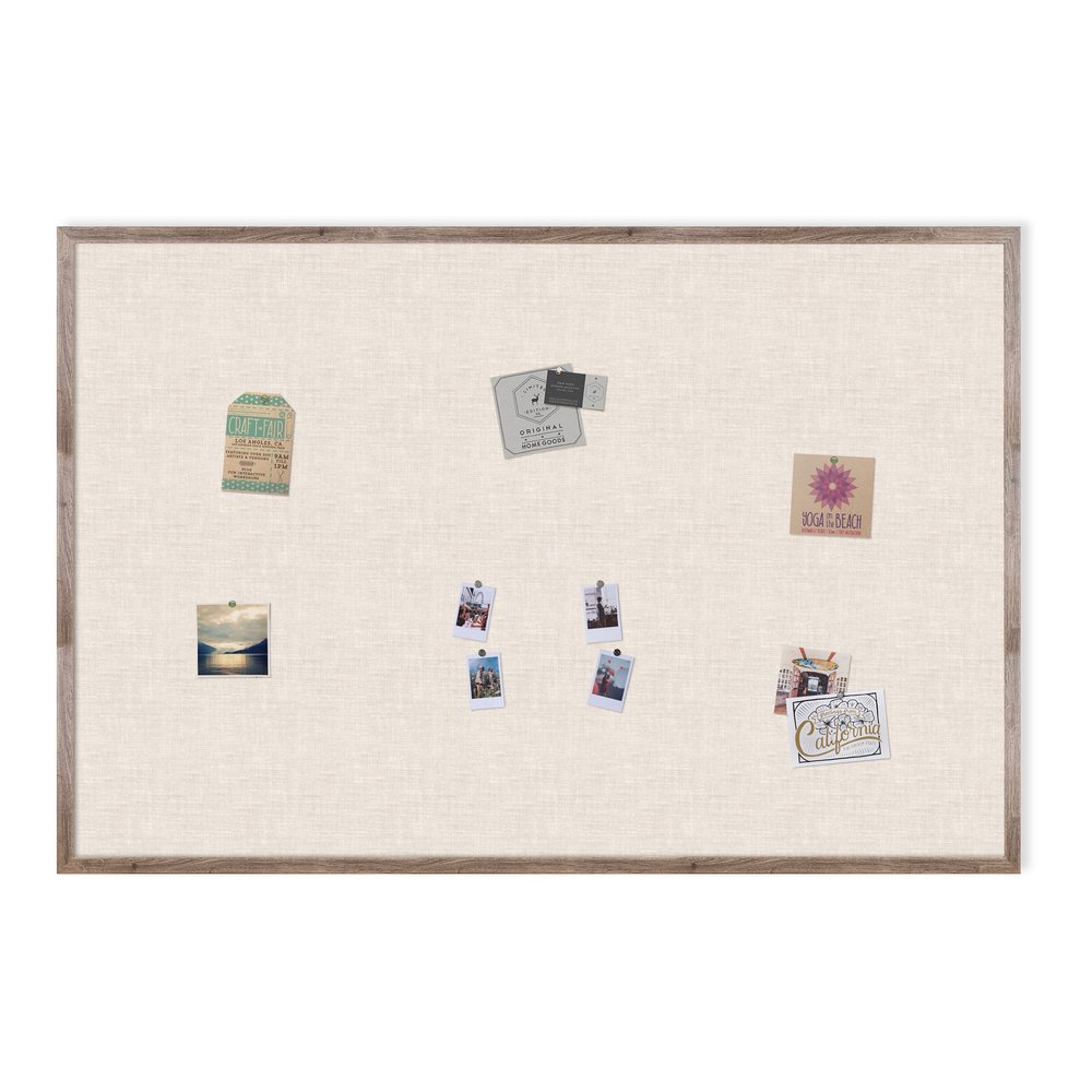 U Brands Linen Bulletin Board - 24" Board Height x 36" Board Width - Tan Linen Surface - Self-healing, Durable, Mounting System, Tackable, Sturdy, Damage Resistant - Rustic Wood Frame - 1 Each. Picture 2