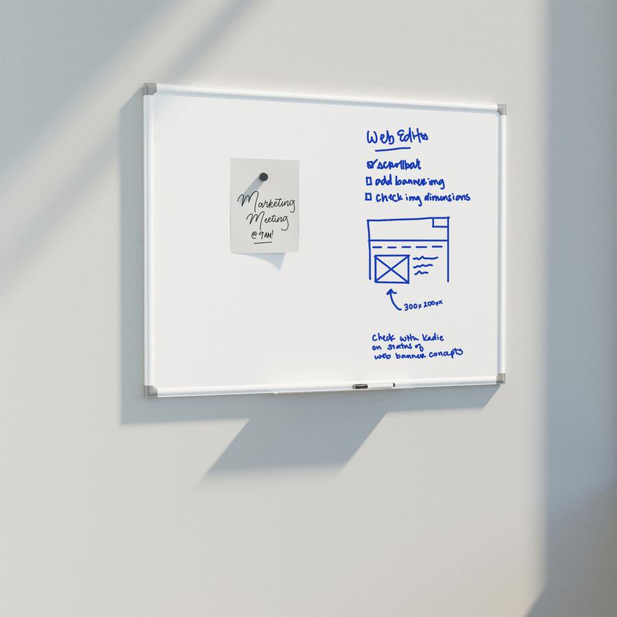 U Brands Magnetic Porcelain Steel Board - 48" (4 ft) Width x 36" (3 ft) Height - White Porcelain Steel Surface - White Aluminum Frame - Rectangle - Horizontal/Vertical - 1 Each. Picture 2