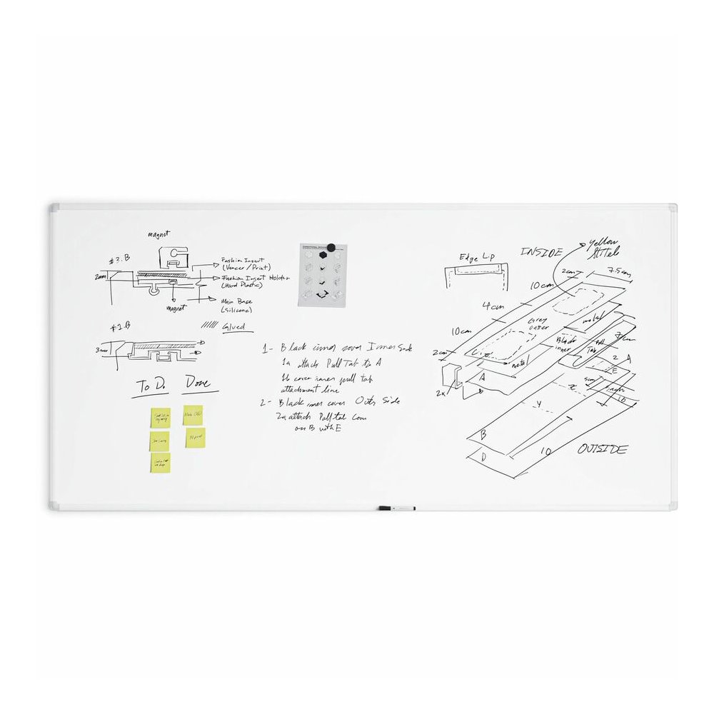 U Brands Magnetic Porcelain Steel Board - 96" (8 ft) Width x 47" (3.9 ft) Height - White Porcelain Steel Surface - White Aluminum Frame - Rectangle - Horizontal/Vertical - Magnetic - 1 Each. Picture 4