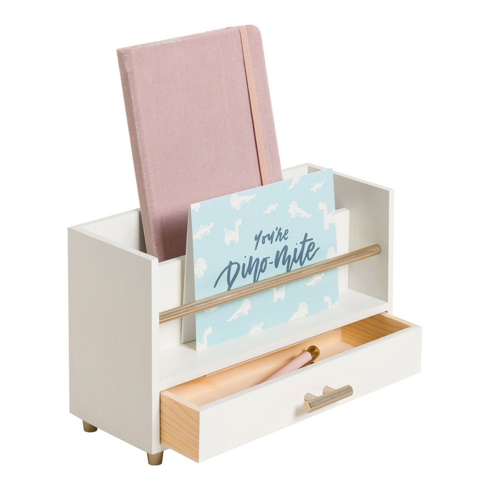 U Brands Juliet Letter Sorter - 6" Height x 3.80" Width x 9.50" Depth - Desktop - Sturdy, Durable, Pull-out Drawer - White - Pine Wood, Metal - 1 Each. Picture 6