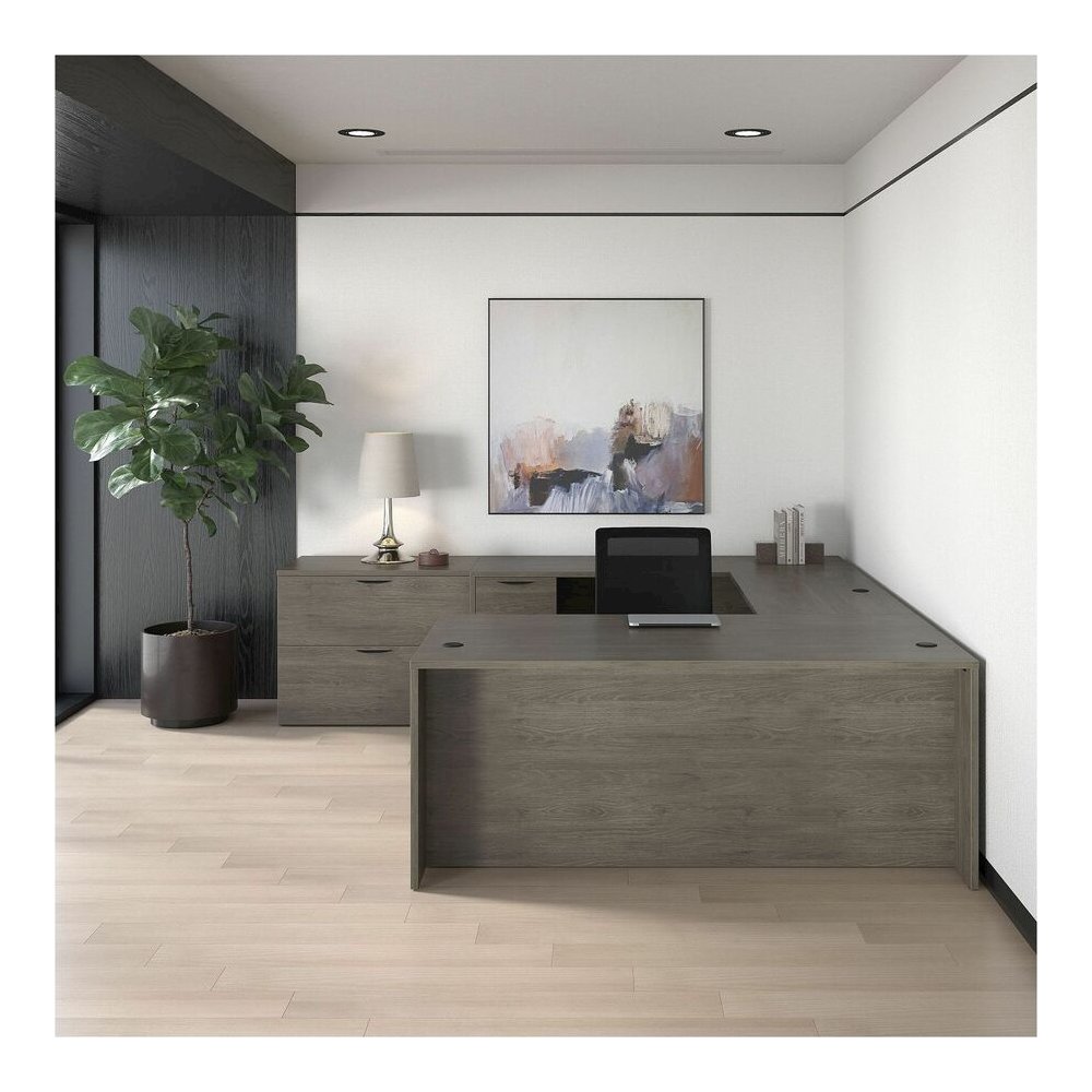 Lorell Prominence 2.0 Right-Pedestal Credenza - Rectangle - 29" Height x 66" Width x 24" Depth, 1" Thickness Top - Total Drawer(s): 2 - Single Pedestal on Right Side - Band Edge - Material: Particlebo. Picture 5