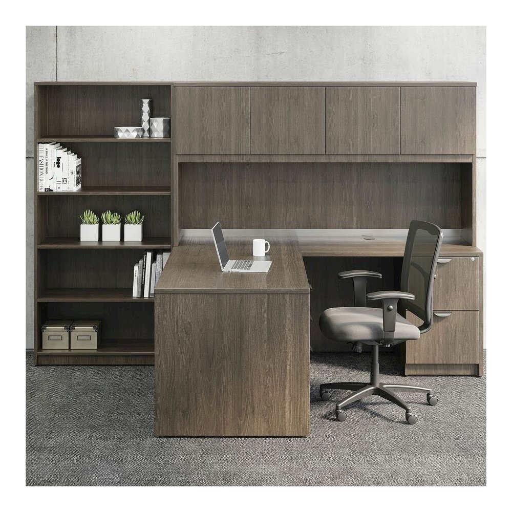 Lorell Prominence 2.0 Left-Pedestal Desk - Rectangle - 29" Height x 66" Width x 30" Depth, 1" Thickness Top - Total Drawer(s): 3 - Single Pedestal on Left Side - Band Edge - Material: Particleboard - . Picture 6
