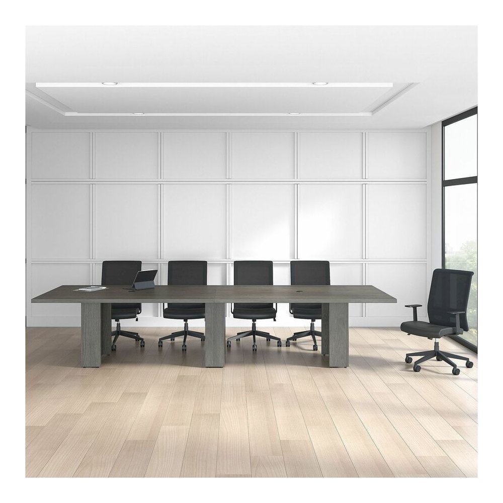 Lorell Prominence 2.0 Rectangular Conference Tabletop - Rectangle - 60" Width x 48" Depth, x 1.5" Thickness Top - Material: Particleboard - Finish: Gray Elm - Laminated, Durable, Mar Resistant, Burn R. Picture 5