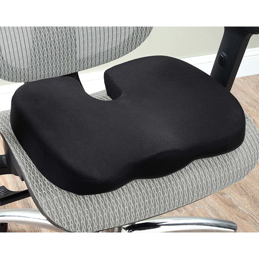 Lorell Butterfly-Shaped Seat Cushion - 17.50" x 15.50" - Fabric, Memory Foam, Silicone - Butterfly - Comfortable, Ergonomic Design, Durable, Machine Washable, Zippered, Anti-slip - Black - 1 Each. Picture 11