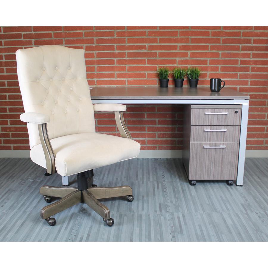 Boss Executive Commercial Linen Chair - Champagne Velvet, Linen Seat - Champagne Velvet, Linen Back - Driftwood Frame - Mid Back - 5-star Base - Armrest - 1 Each. Picture 5