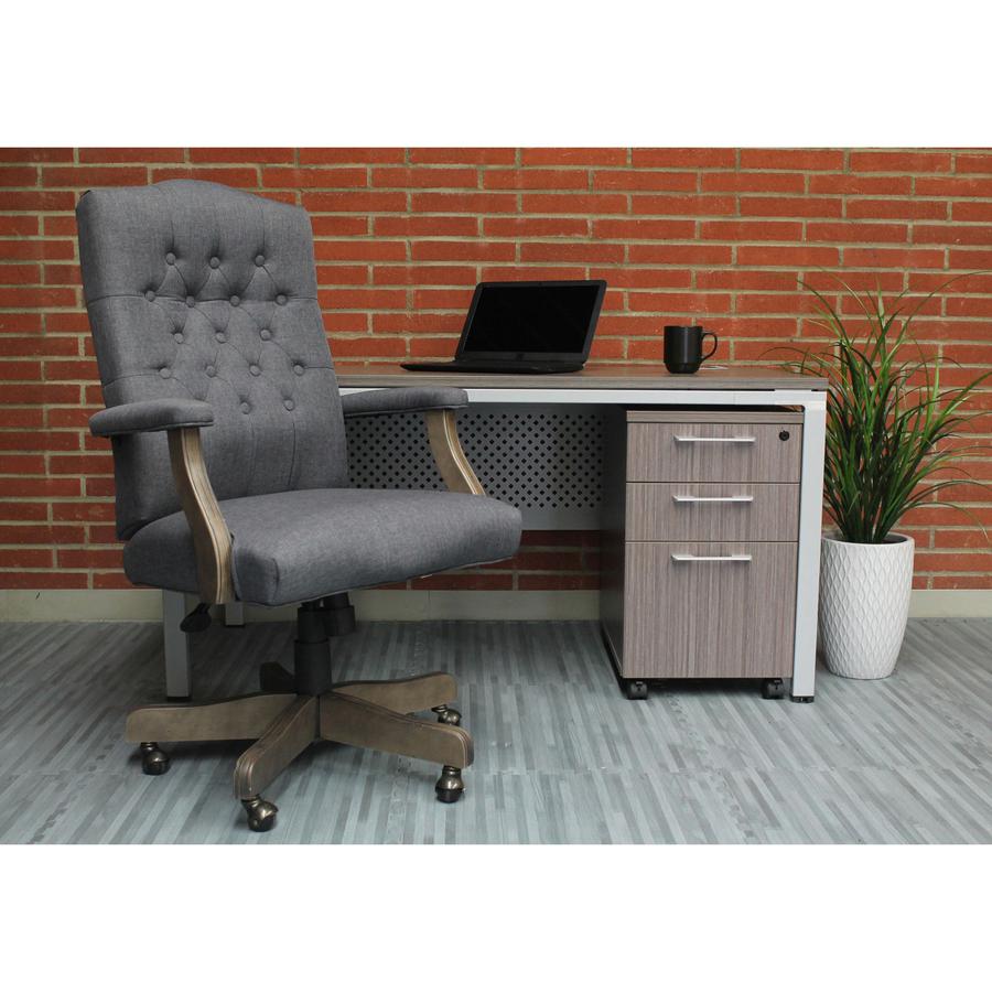 Boss Executive Commercial Linen Chair - Slate Gray Linen Seat - Slate Gray Linen Back - Driftwood Frame - Mid Back - 5-star Base - Armrest - 1 Each. Picture 2