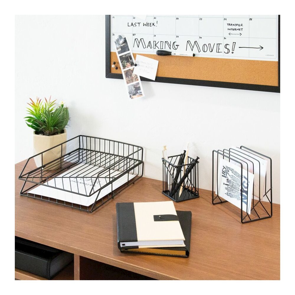 U Brands Vena Desktop Organization Kit - Metal - Black - 1 Each. Picture 4