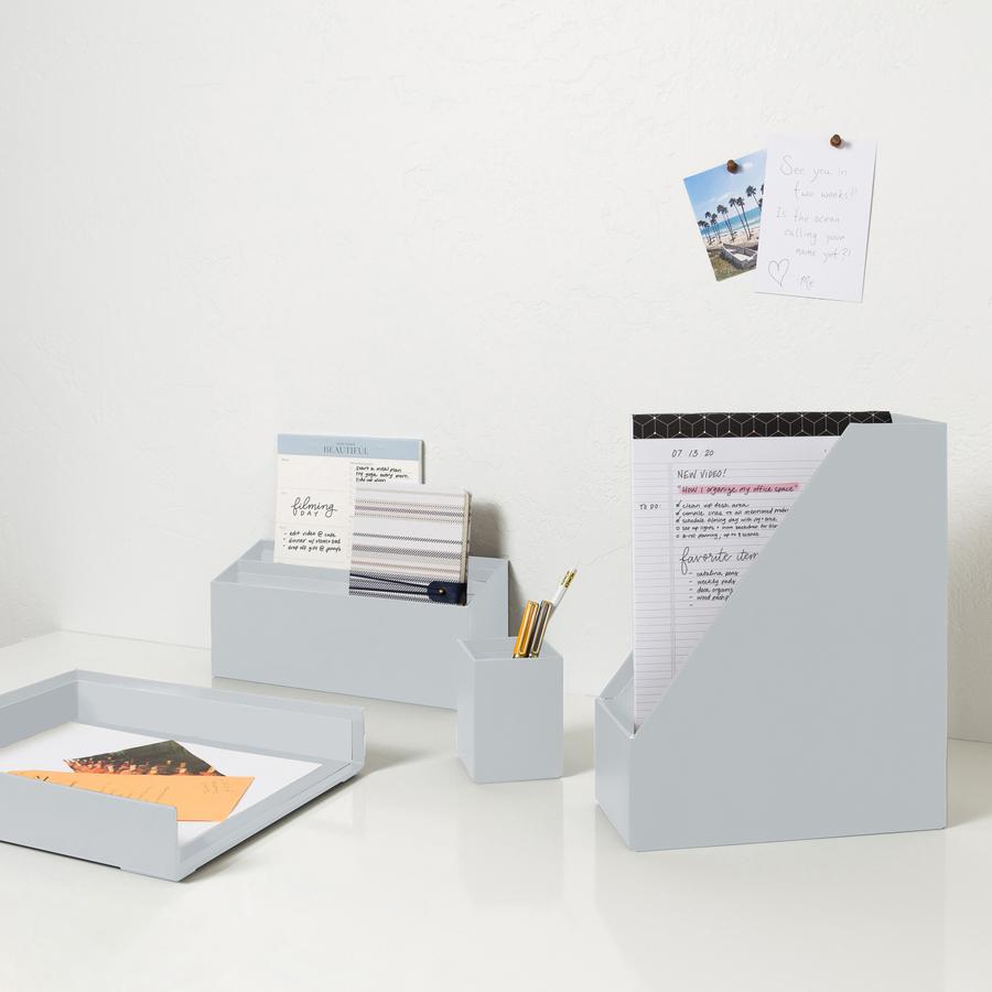 U Brands 4 Piece Desk Organization Kit - 4.1" Height x 9.8" Width12" Length%Desktop - Sturdy, Lightweight - Gray - Chipboard, Paper - 1 Each. Picture 8
