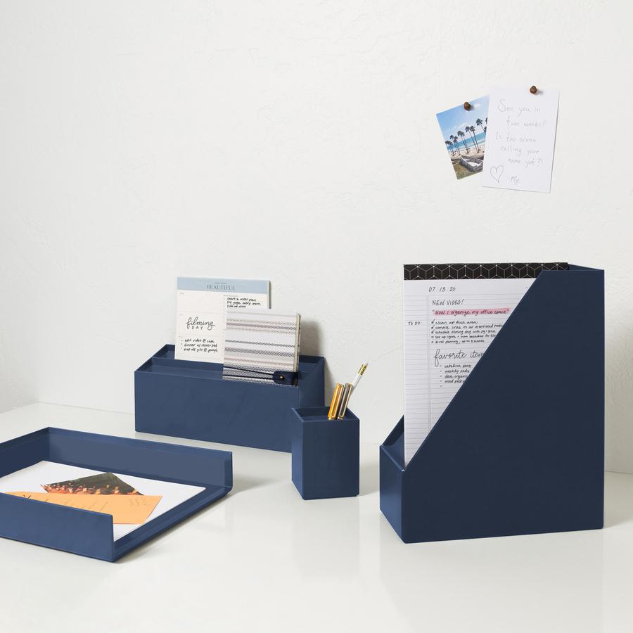 U Brands 4-Piece Desk Organization Set - Desktop - Paper Wrapped - Navy - Chipboard, Paper - 1 Each. Picture 11