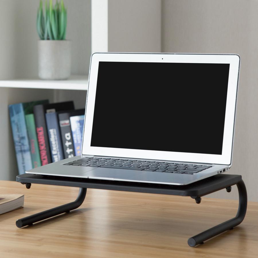 Lorell Monitor/Laptop Stand - 20 lb Load Capacity - 5.50" Height x 14.50" Depth - Desktop - Steel - Black - For Monitor, Notebook - Ventilated, Rubber Pad, Non-skid. Picture 7
