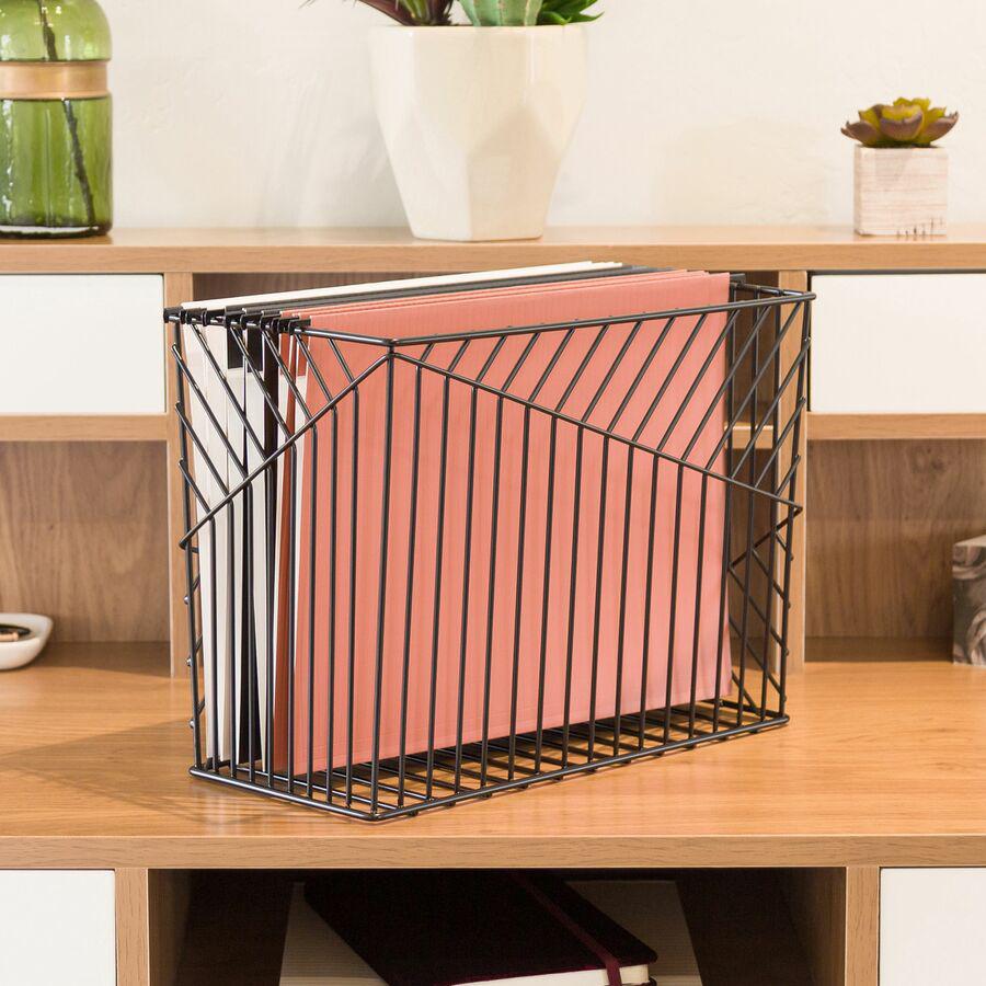 U Brands Vena Desk Organization Collection Hanging File Basket - 9.50" Height x 6.80" Width x 12.40" Length - Black - Metal - 1 Each. Picture 5