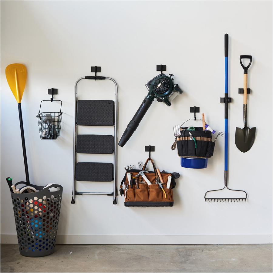 Duck Brand EasyMounts Heavy-Duty Garage Kit - 15 lb (6.80 kg), 50 lb (22.68 kg) Capacity - for Home, Garage, Broom, Shovel - Black - 1 Box. Picture 2