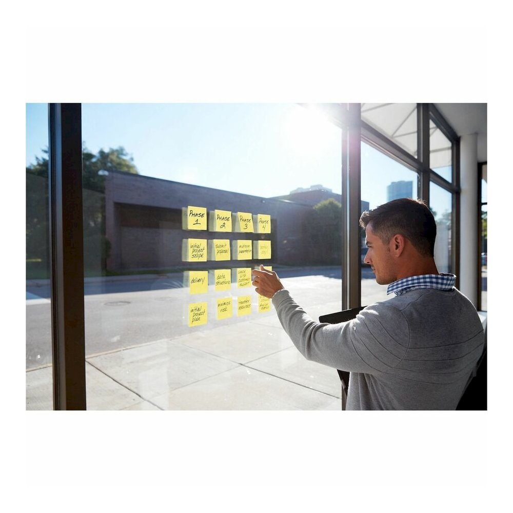 Post-it&reg; Super Sticky Dispenser Notes - Canary Yellow - 3" Flag/Note Width x 3" Flag/Note Length - Square - Canary Yellow - Paper - Pop-up, Recyclable, Adhesive - 1 Pack. Picture 3