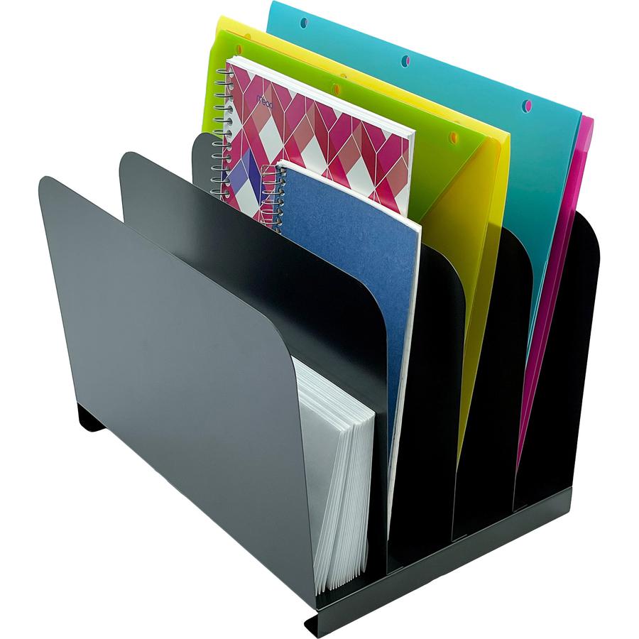 Huron Vertical Desk Organizer - 4 Compartment(s) - Vertical - 7.75" Height x 11" Width x 11" Depth - Durable - Black - Steel - 1 Each. Picture 4