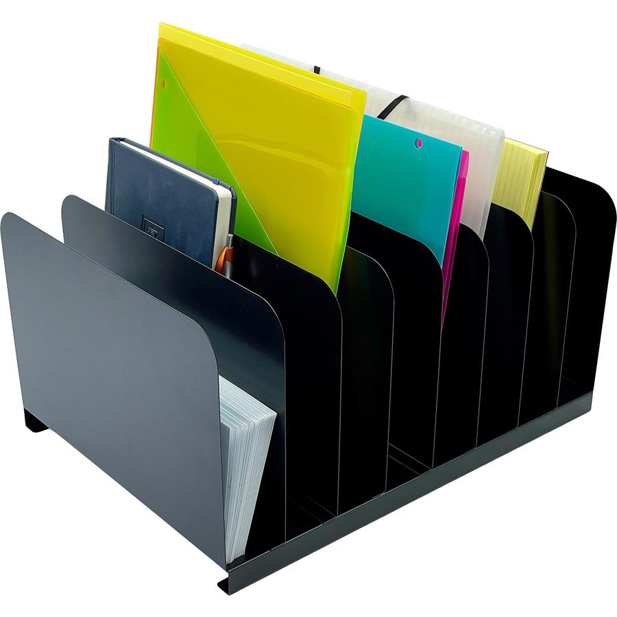 Huron Vertical Desk Organizer - 8 Compartment(s) - Vertical - 7.75" Height x 11" Width x 15" Depth - Durable - Black - Steel - 1 Each. Picture 4