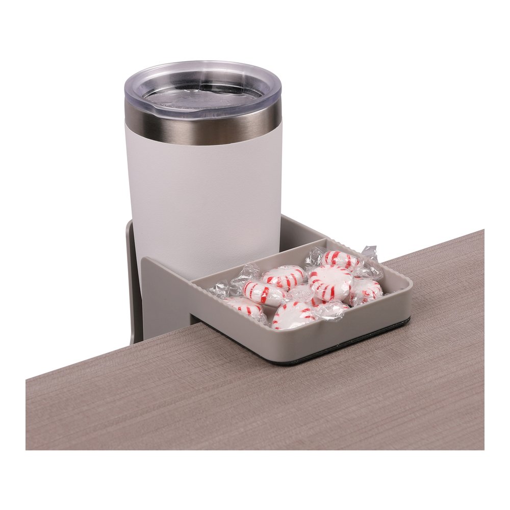 Deflecto Standing Desk Cup Holder - 3.54" Height x 3.94" Width x 7.04" Depth - Cup Holder, Durable, Spill Resistant, Portable, Spring Loaded - Gray - Acrylonitrile Butadiene Styrene (ABS) - 1 Each. Picture 9