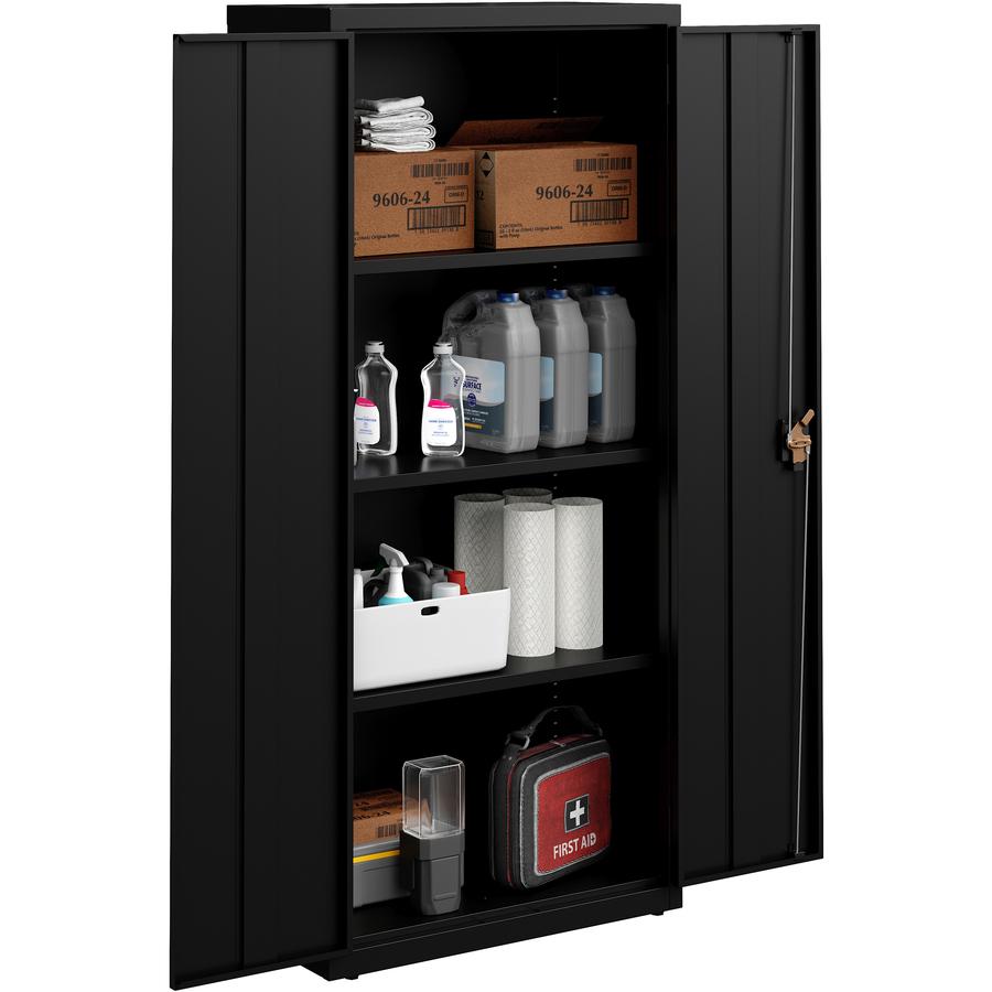 Lorell Fortress Series Slimline Storage Cabinet - 30" Width x 15" Depth x 66" Height - 4 x Shelf(ves) - 720 lb Load Capacity - Durable, Welded, Nonporous Surface, Recessed Handle, Removable Lock, Lock. Picture 3
