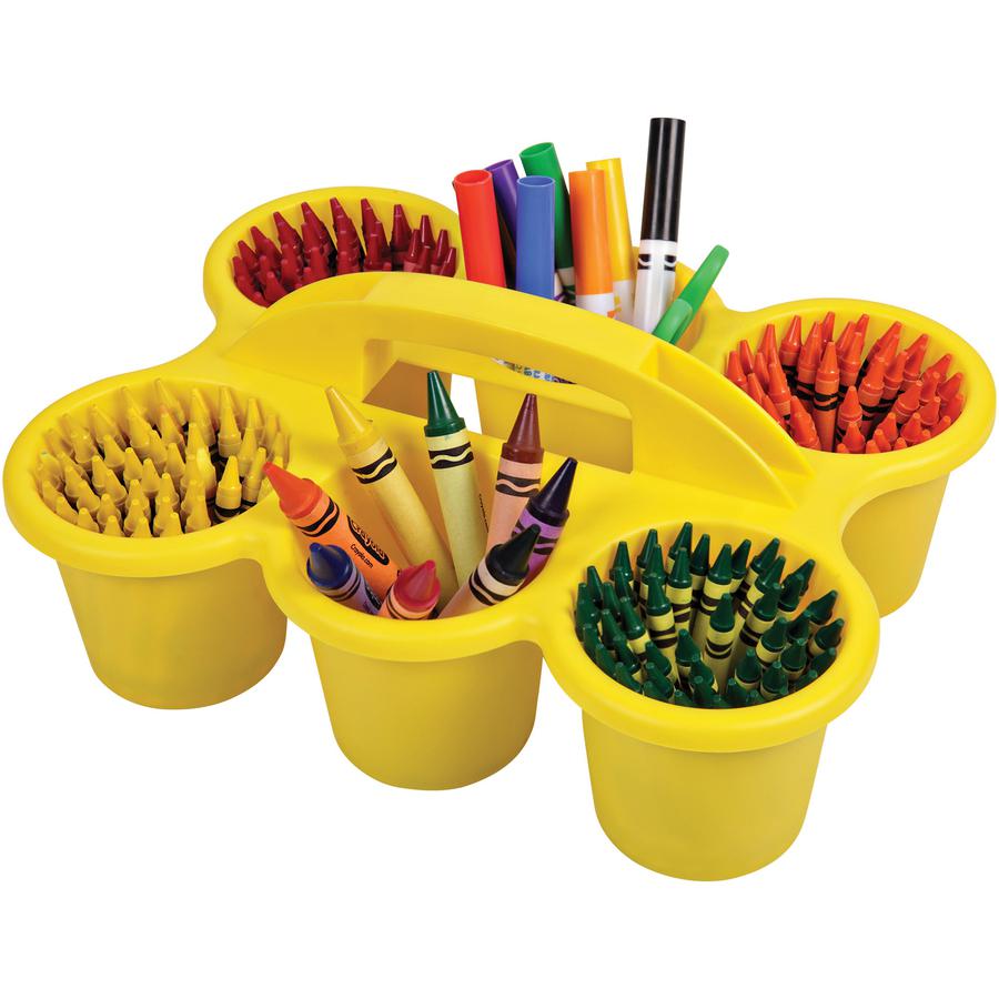 Deflecto Antimicrobial Kids 6 Cup Caddy - 6 Compartment(s) - 5.29" Height x 12.07" Width x 9.55" Depth - Lightweight, Portable, Antimicrobial, Easy to Clean, Handle, Stackable, Mildew Resistant - Yell. Picture 2