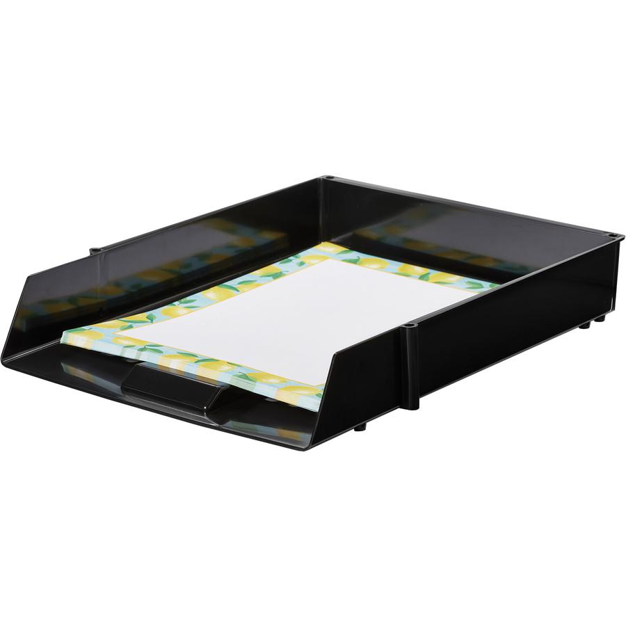 Deflecto AntiMicrobial Industrial Front-Load Tray - 2.40" Height x 10.83" Width x 13.78" Depth - Desktop - Antimicrobial, Lightweight, Mildew Resistant, Front Loading - Black - Polystyrene - 1 Each. Picture 2