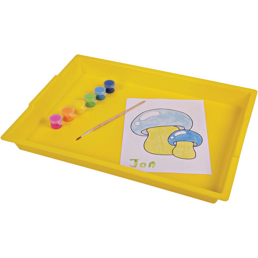 Deflecto Antimicrobial Finger Paint Tray - Painting - 1.83" Height x 16.04" Width x 12.07" Depth - Yellow - Polypropylene, Plastic - 1 Each. Picture 2