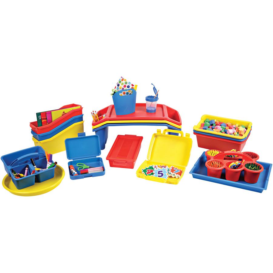Deflecto Antimicrobial Kids Lap Tray - Supplies, Paper, Book, Pencil, Crayon, Mobile Device, Decoration/Activity - 8.53" Height x 23.35" Width x 12" Depth - Yellow - Polypropylene, Plastic - 1 Each. Picture 2