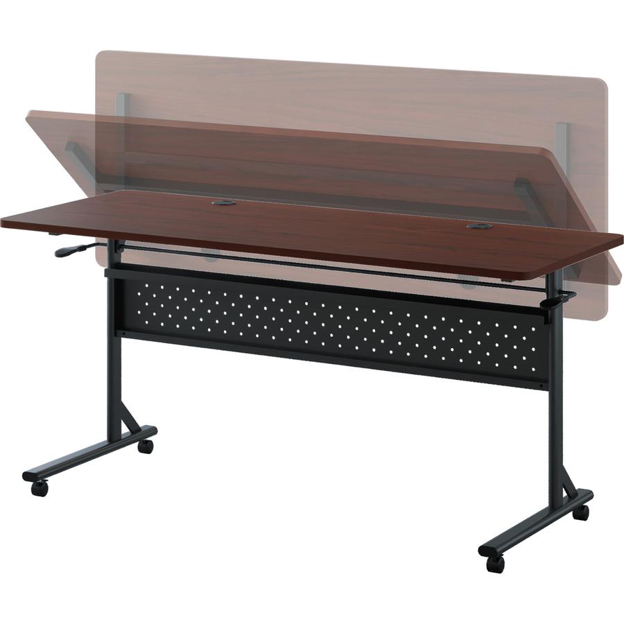 Lorell Shift 2.0 Flip and Nesting Mobile Table - Laminated Rectangle Top - 198 lb Capacity - 60" Table Top Length x 24" Table Top Width x 1" Table Top Thickness - 29.50" Height - Assembly Required - M. Picture 2