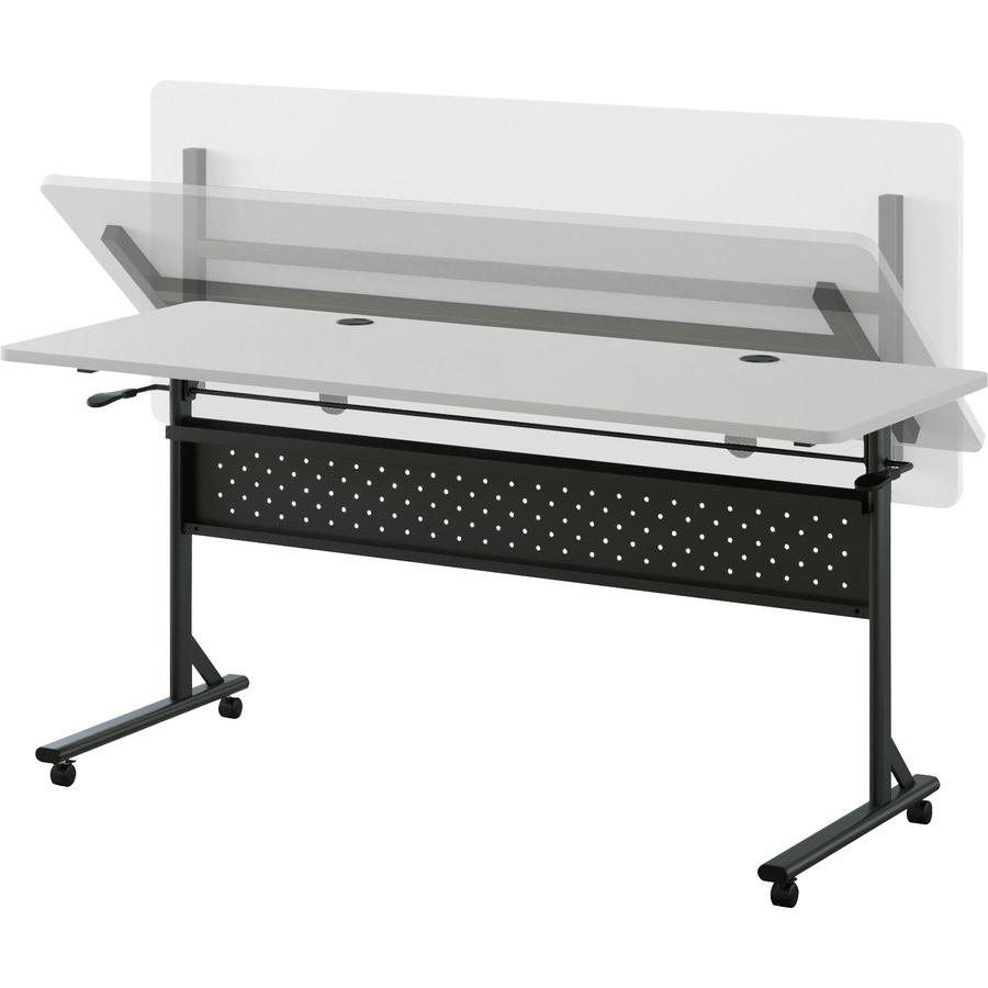 Lorell Shift 2.0 Flip and Nesting Mobile Table - Laminated Rectangle Top - 198 lb Capacity - 60" Table Top Length x 24" Table Top Width x 1" Table Top Thickness - 29.50" Height - Assembly Required - G. Picture 2