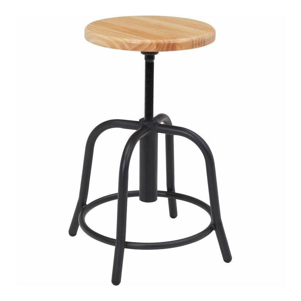 National Public Seating 6800 Series Stools - Solid Hardwood Seat Material - Black Frame Color - Steel Frame Material - Curved Leg Base - Wood, Black - 1 Each. Picture 6