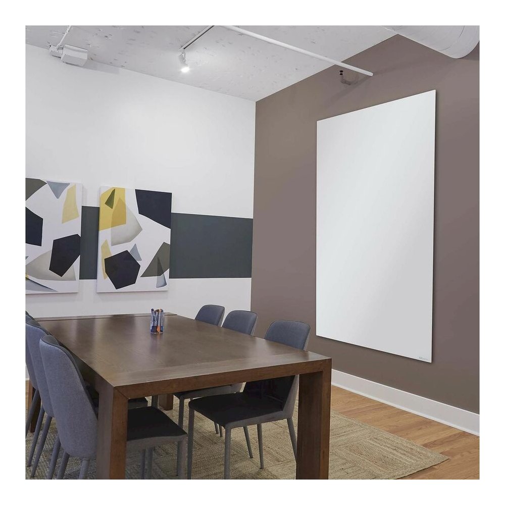 Quartet InvisaMount Vertical Glass Dry-Erase Board - 42x72 - 72" (6 ft) Width x 42" (3.5 ft) Height - White Glass Surface - Rectangle - Vertical - Magnetic - 1 Each. Picture 4