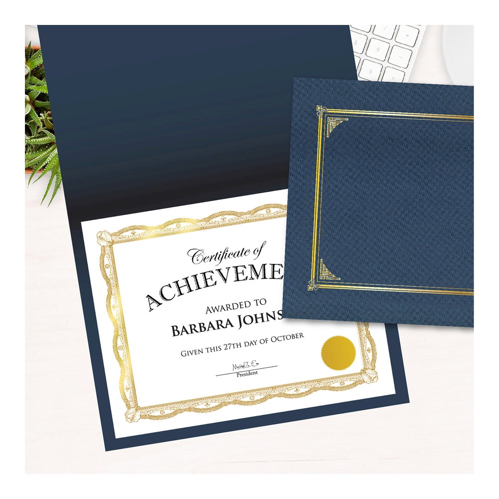 Geographics Premium Certificates with Gold Seals - 65 lb Basis Weight - 11" Width - Inkjet Compatible - Gold, Assorted, Multicolor with Gold Border - Card Stock, Foil - 12 / Pack. Picture 6