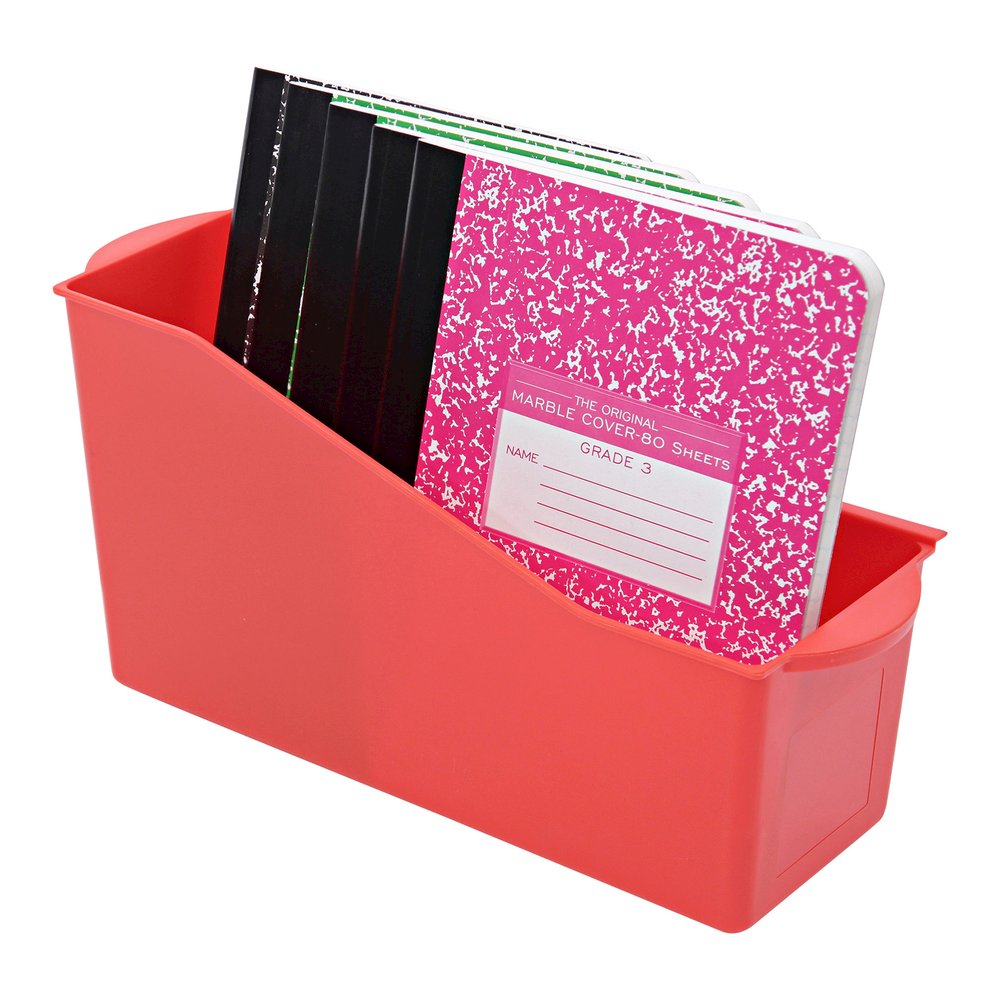 Deflecto Antimicrobial Kids Book Bin - 7.35" Height x 14.20" Width x 5.34" Depth - Antimicrobial, Lightweight, Portable, Mold Resistant, Mildew Resistant, Stackable, Handle - Red - Polypropylene - 1 E. Picture 5