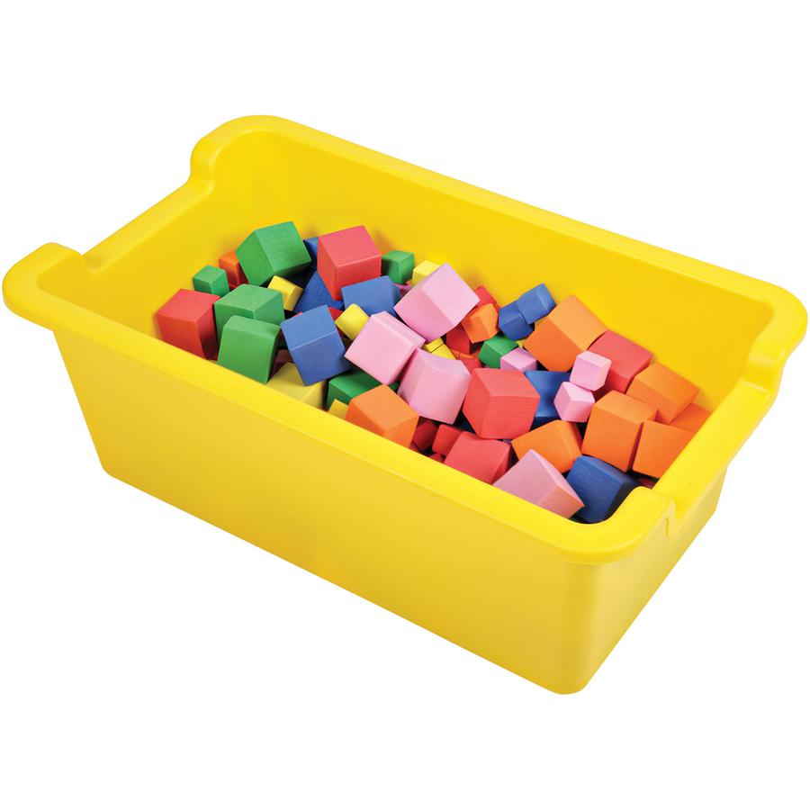 Deflecto Antimicrobial Rectangular Storage Bin - 5.06" Height x 13.24" Width x 8.05" Depth - Antimicrobial, Lightweight, Mold Resistant, Mildew Resistant, Handle, Portable, Stackable - Yellow - Polypr. Picture 2