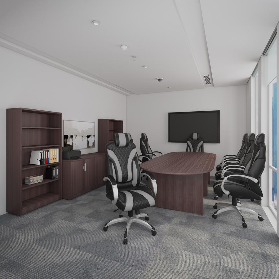 Boss Hinged Arm Executive Chair - Black, Gray Seat Color - Vinyl Seat Material - Black, Gray Back Color - Vinyl Back Material - 5-star Base - Armrest - 1 Each. Picture 2