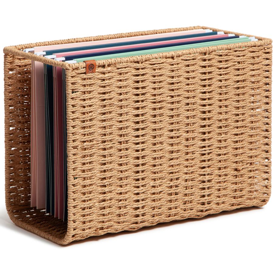 U Brands Woven File Basket - 10.20" Height x 13.80" Width x 7" Depth - Brown - 1 Each. Picture 2