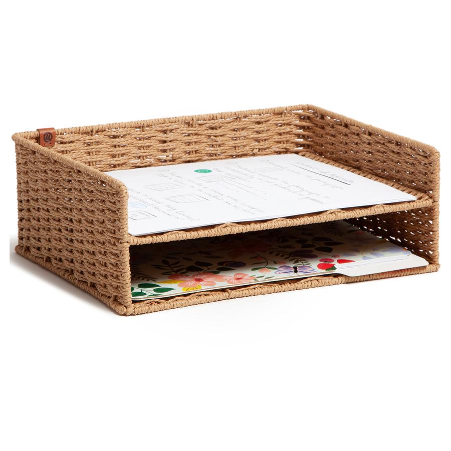 U Brands Woven Paper Tray - 12.60" Height x 9.70" Width x 4.60" Depth - Sturdy - Brown - 1 Each. Picture 2