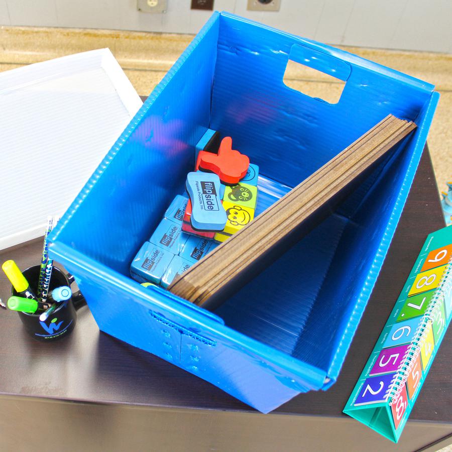Flipside Primary Assorted Plastic Storage Postal Tote - 4 Pack - x 13.3" Width x 11.6" Depth x 18.3" Height - 11 gal - Lid Closure - Rugged - Plastic - Assorted - For Moving, Storage - 4 / Pack. Picture 2