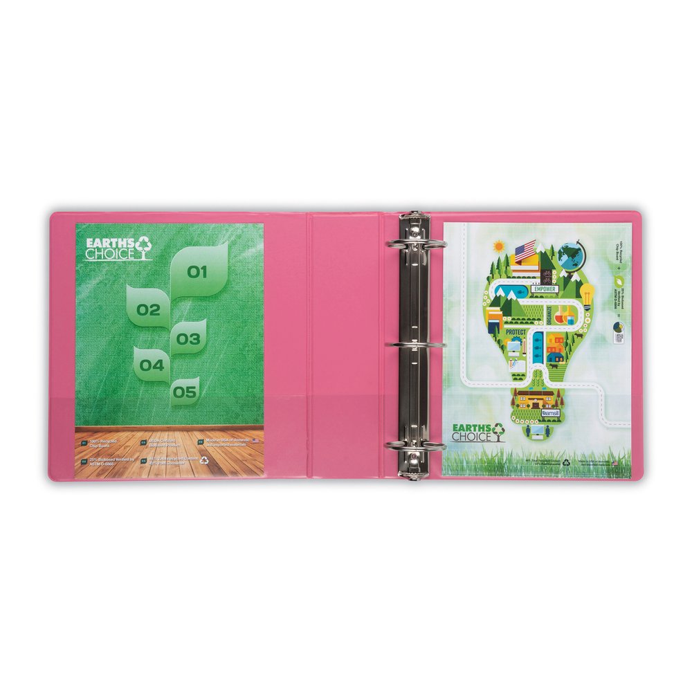Samsill Earth's Choice Plant-based View Binders - 3" Binder Capacity - Letter - 8 1/2" x 11" Sheet Size - 3 Ring - Fastener: Round Ring - Pocket: 2 - Chipboard, Polypropylene, Plastic - Berry Pink - R. Picture 8