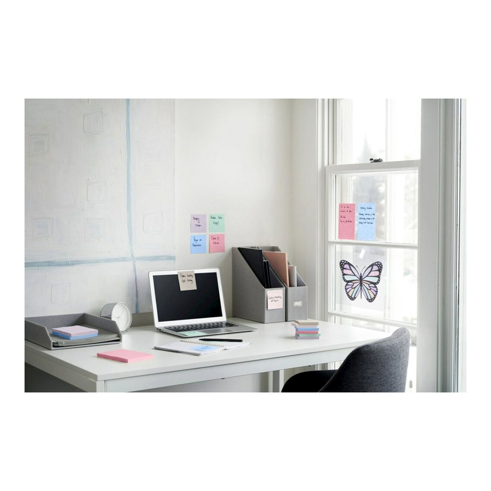 Post-it&reg; Recycled Super Sticky Notes - 70 - 3" Flag/Note Width x 3" Flag/Note Length - Square - 70 Sheets per Pad - Wanderlust Pastels - Adhesive - Recycled - 24 / Pack. Picture 2