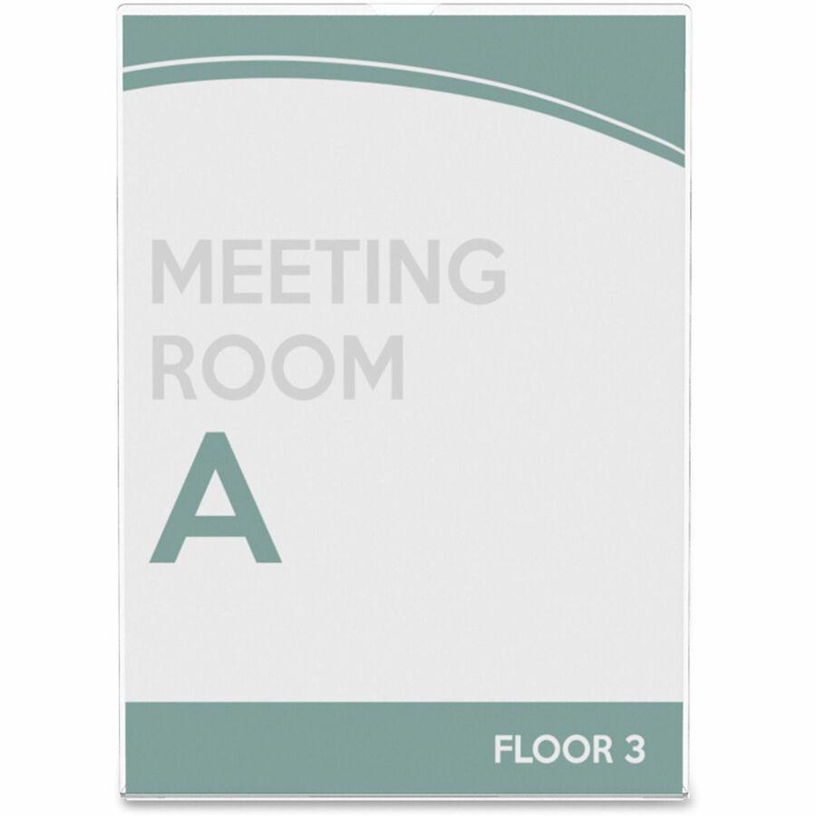 Deflecto Superior Image Slanted Sign Holders - 8.5" Width x 11" Height x 3.5" Depth - L-shaped Shape - Top Loading, Durable - Polystyrene - Clear - 12 / Carton. Picture 2