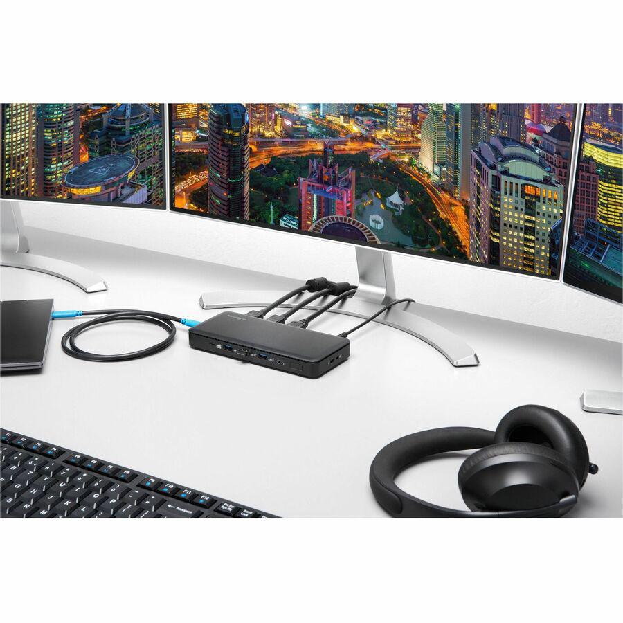 Kensington USB-C Triple Video Docking Station - for Notebook, Monitor - USB Type C - 3 Displays Supported - 4K, Full HD - 3840 x 2160, 1920 x 1080 - USB Type-C - Black - Wired - Windows 10 - 85W. Picture 2
