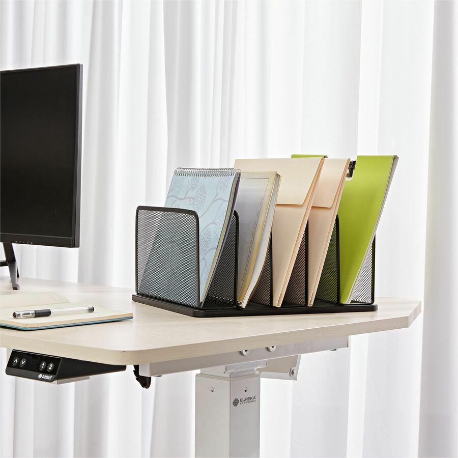 Lorell 5-Tier Letter Tray - 5 Tier(s) - Vertical - Side-loading, Sturdy - Black - Steel Mesh - 1 Each. Picture 2