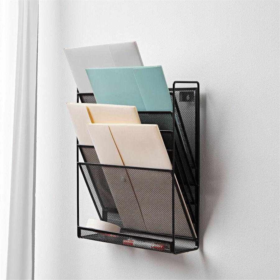 Lorell 5-Pocket Wall File - 5 Pocket(s) - Black - Steel Mesh - 1 Each. Picture 2