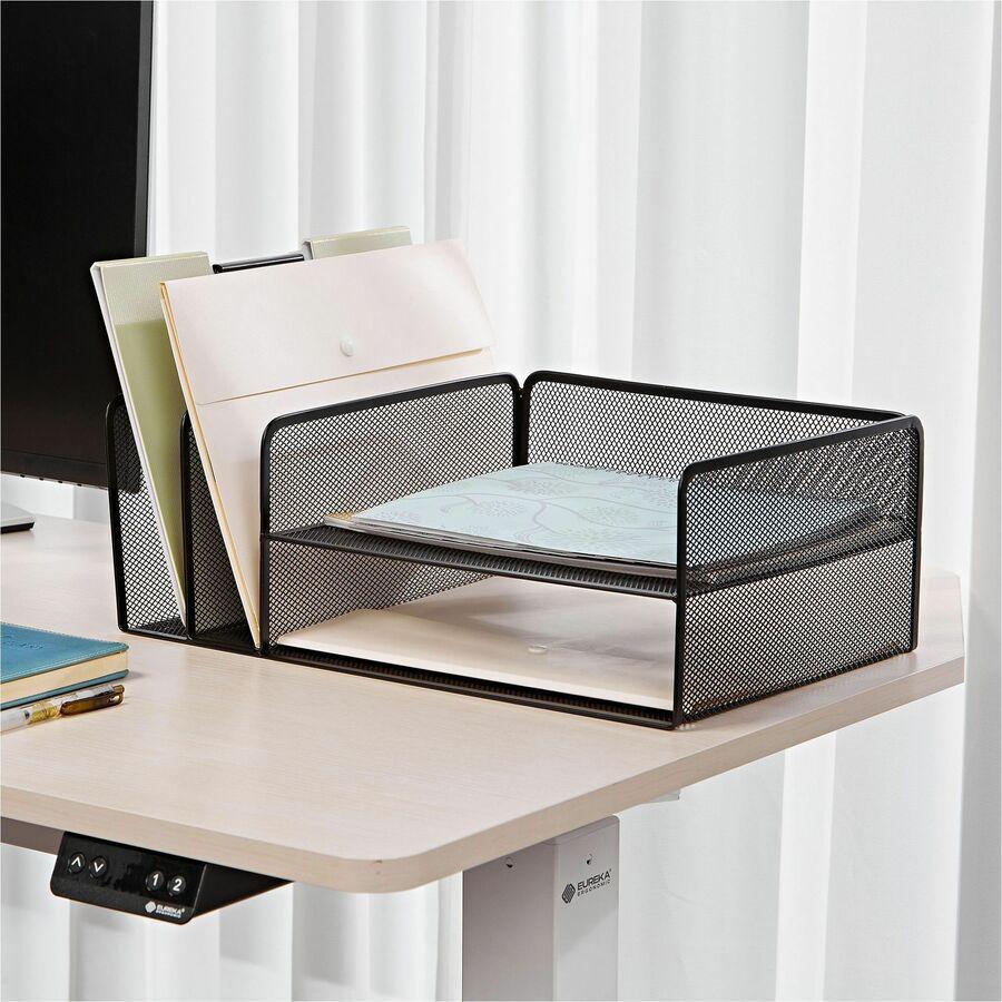Lorell 4-Tier File Organizer - 4 Tier(s) - Horizontal/Vertical - Desktop - Black - Steel Mesh - 1 Each. Picture 2